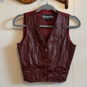 Vintage Women's Maroon Genuine Leather Vest